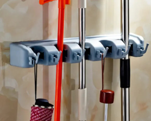 Plastic Mop Hook Wall Hanging Multifunctional Card Holder Drop Mop Rack Bathroom Broom Hanger