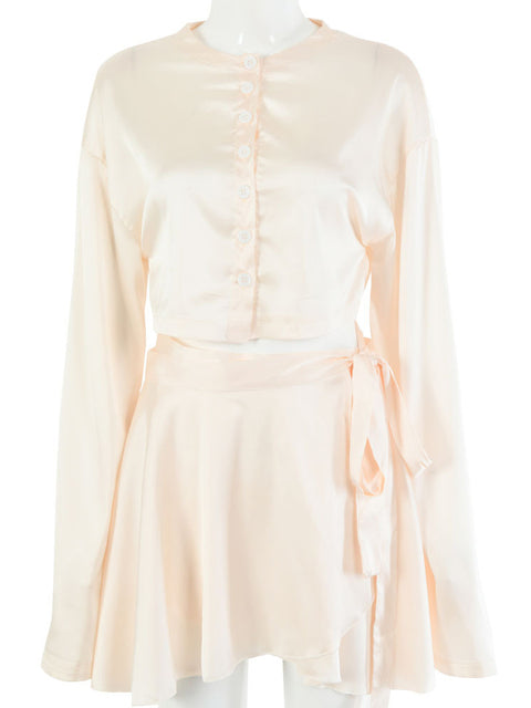 Casual Satin Two Piece Dress Set For Women