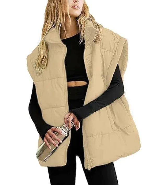 Solid Color Cotton-padded Vest Coat