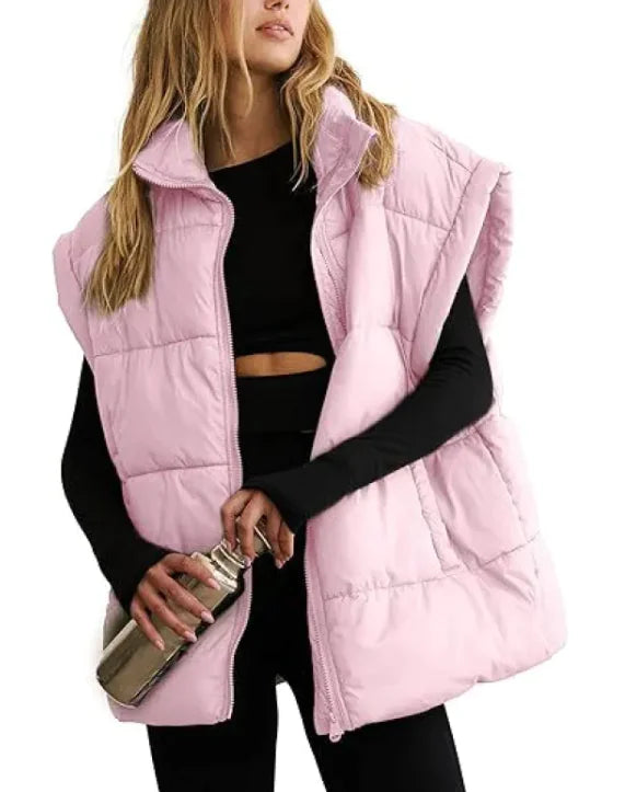 Solid Color Cotton-padded Vest Coat