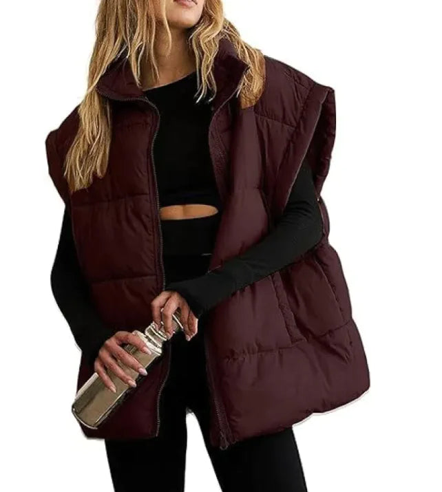 Solid Color Cotton-padded Vest Coat