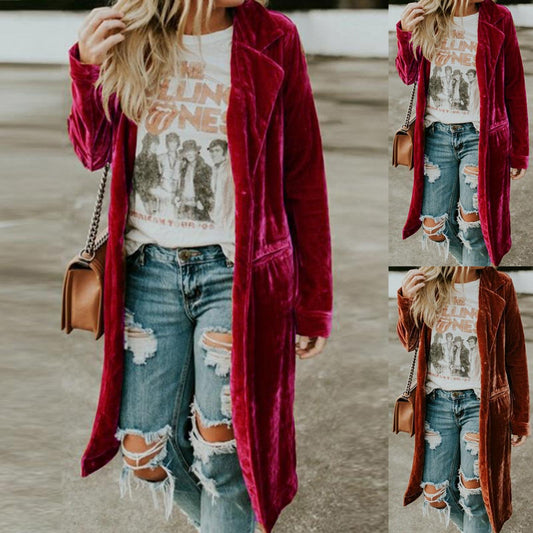 Velvet Pockets Midi Jacket