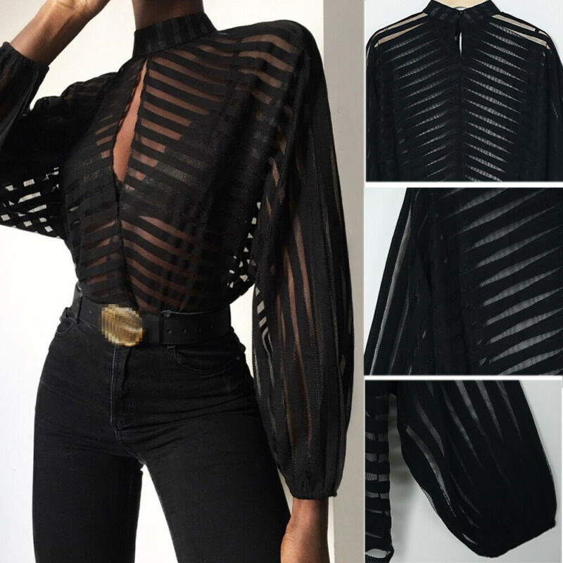 Mesh Net Long Sleeve Blouse